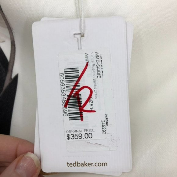 Ted Baker Sadie White Floral Off Shoulder Midi Pencil Dress NWT size 1 XS S - Picture 10 of 16